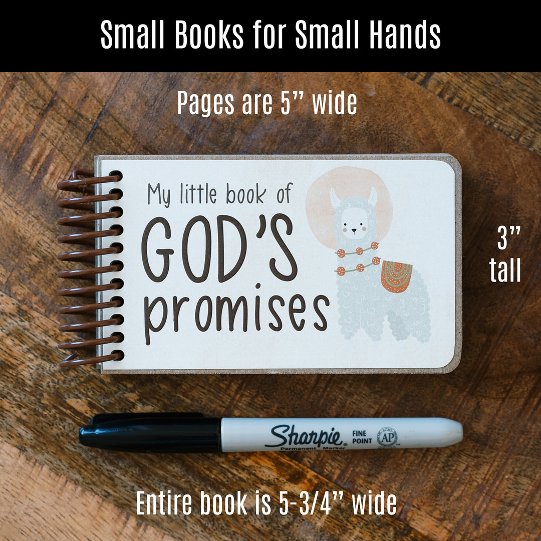 god's promises for kids book measures 5" wide and 3" tall