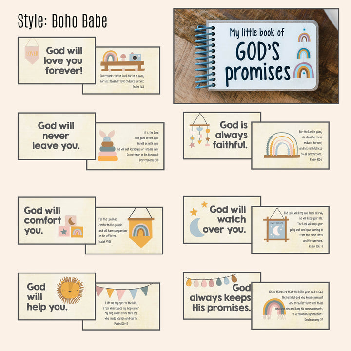 God's Promise book by in awe handmade includes 7 promises from God and a corresponding Bible verse - Boho style