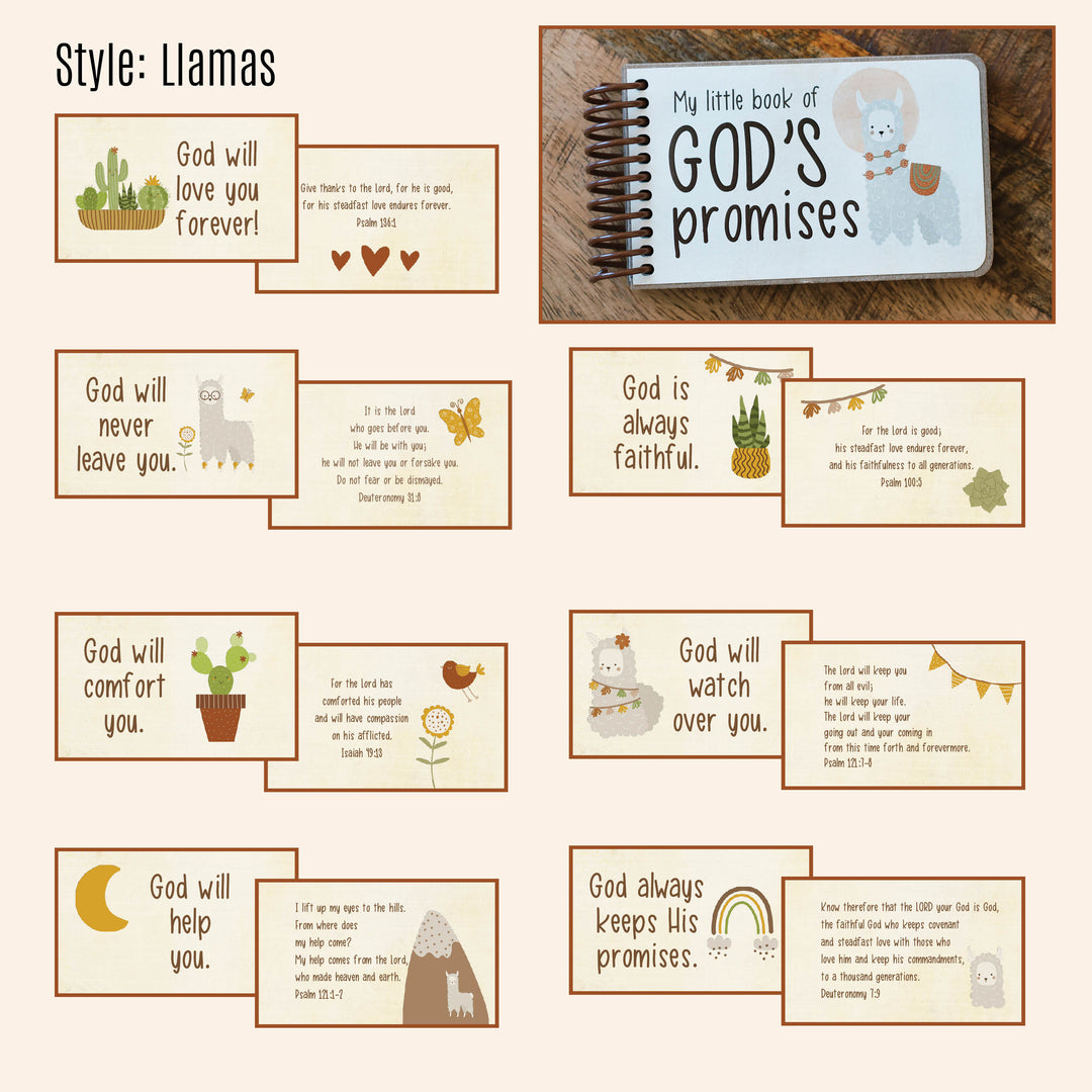 God's Promise book by in awe handmade includes 7 promises from God and a corresponding Bible verse - Llama themed gift