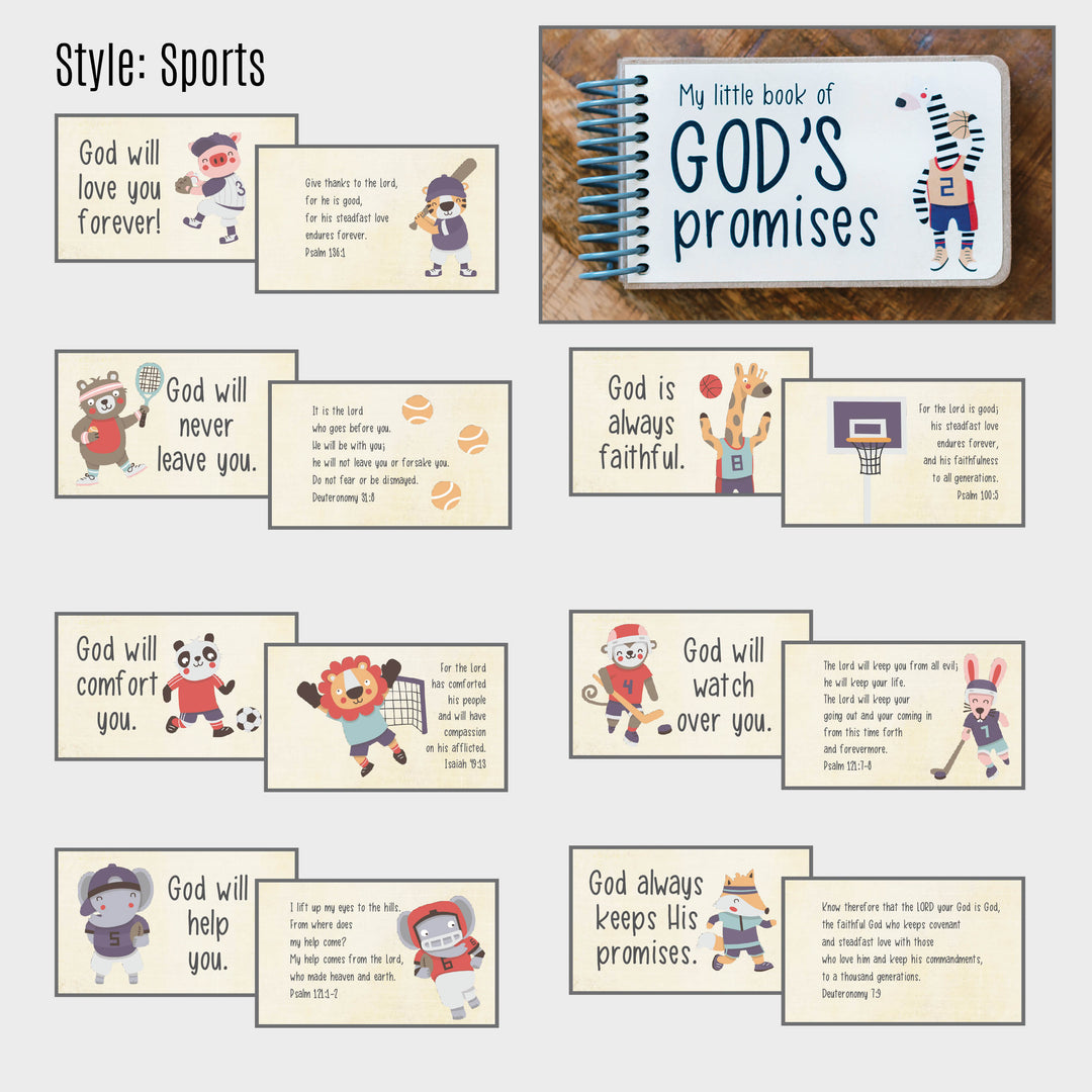 God's Promise book by in awe handmade includes 7 promises from God and a corresponding Bible verse - Sports themed gift for boys or girls.