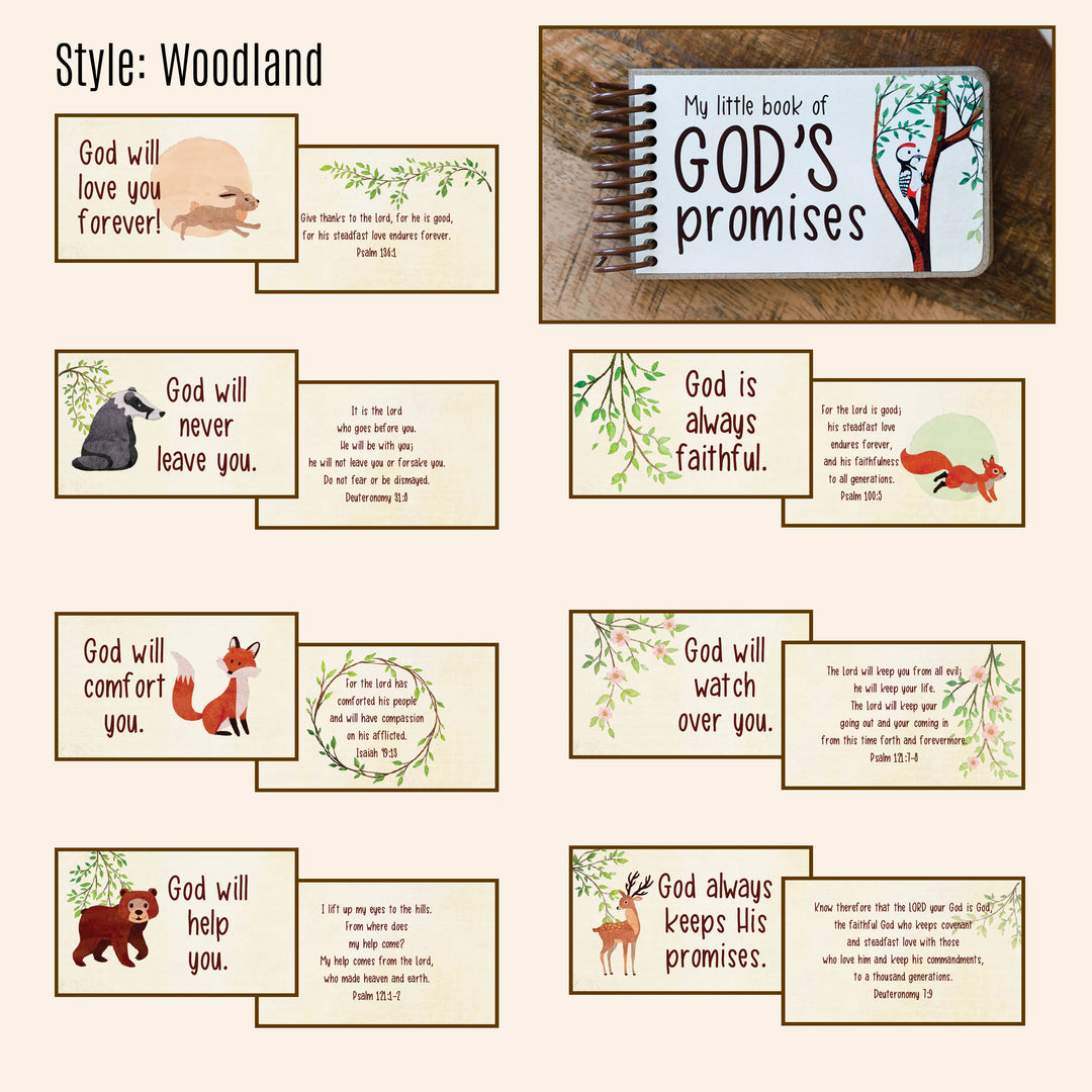 God's Promise book by in awe handmade includes 7 promises from God and a corresponding Bible verse - features woodland animals.