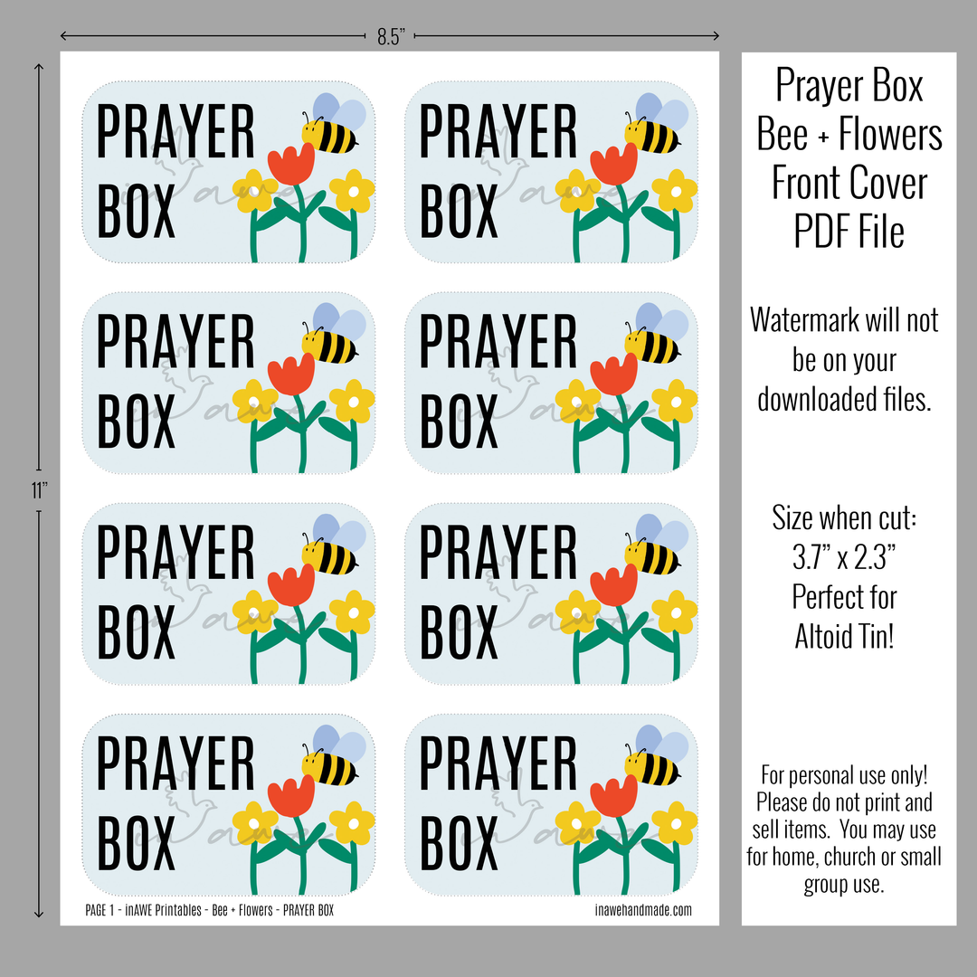 DIY Prayer Box Printable for Kids with Bees & Flowers | Fun Prayer Craft for Sunday School