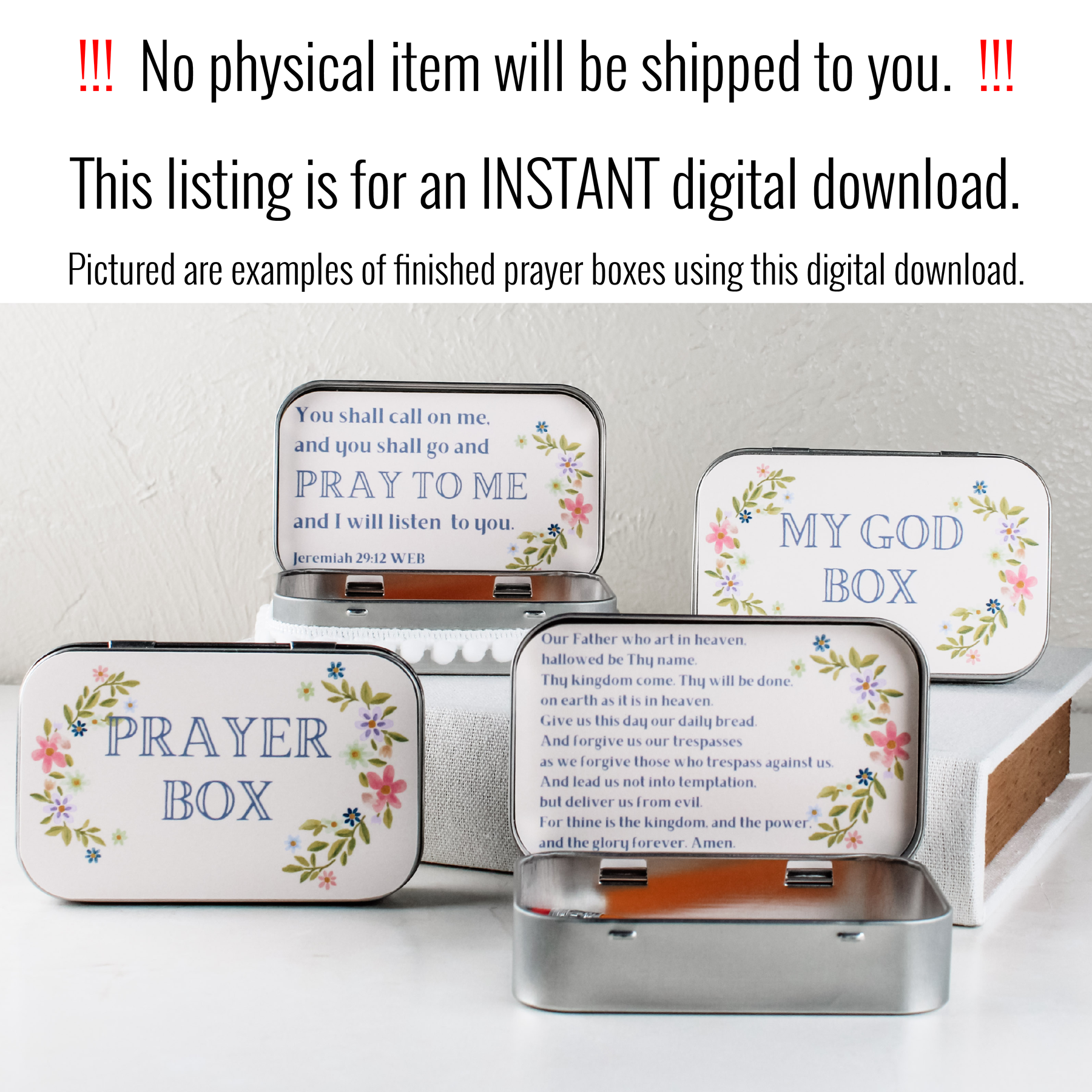 Prayer Box Sticker Design DIY Prayer Box Printable with Delicate Floral Design | Perfect Prayer ...