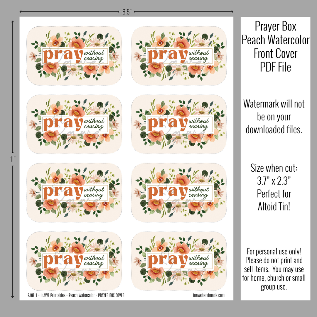 DIY Prayer Box Printable - Pray Without Ceasing | Ideal for Women’s Ministry Events - inAWE Handmade Gifts, Personalized Gifts, Spiritual Gifts 