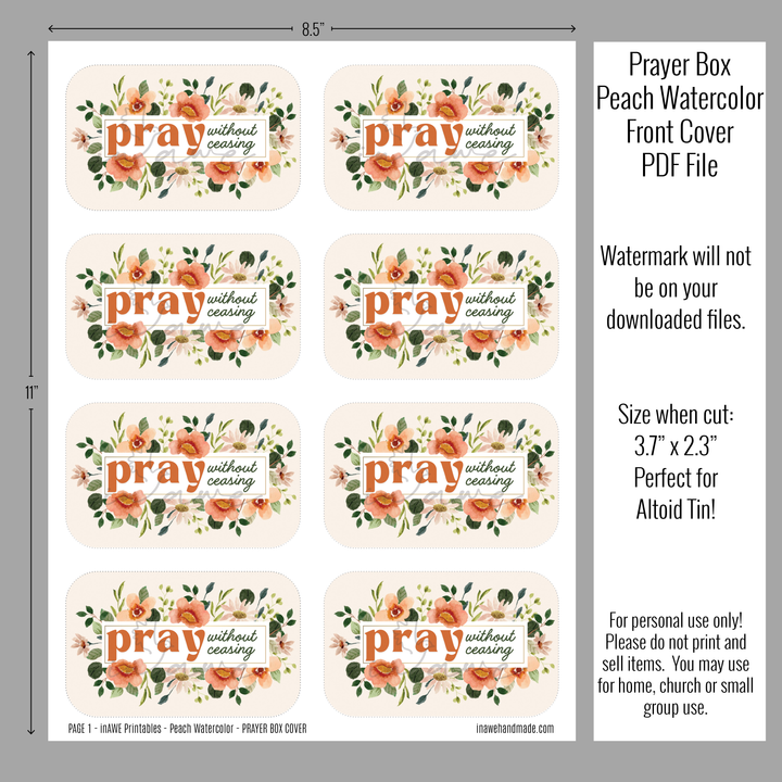DIY Prayer Box Printable - Pray Without Ceasing | Ideal for Women’s Ministry Events - inAWE Handmade Gifts, Personalized Gifts, Spiritual Gifts 