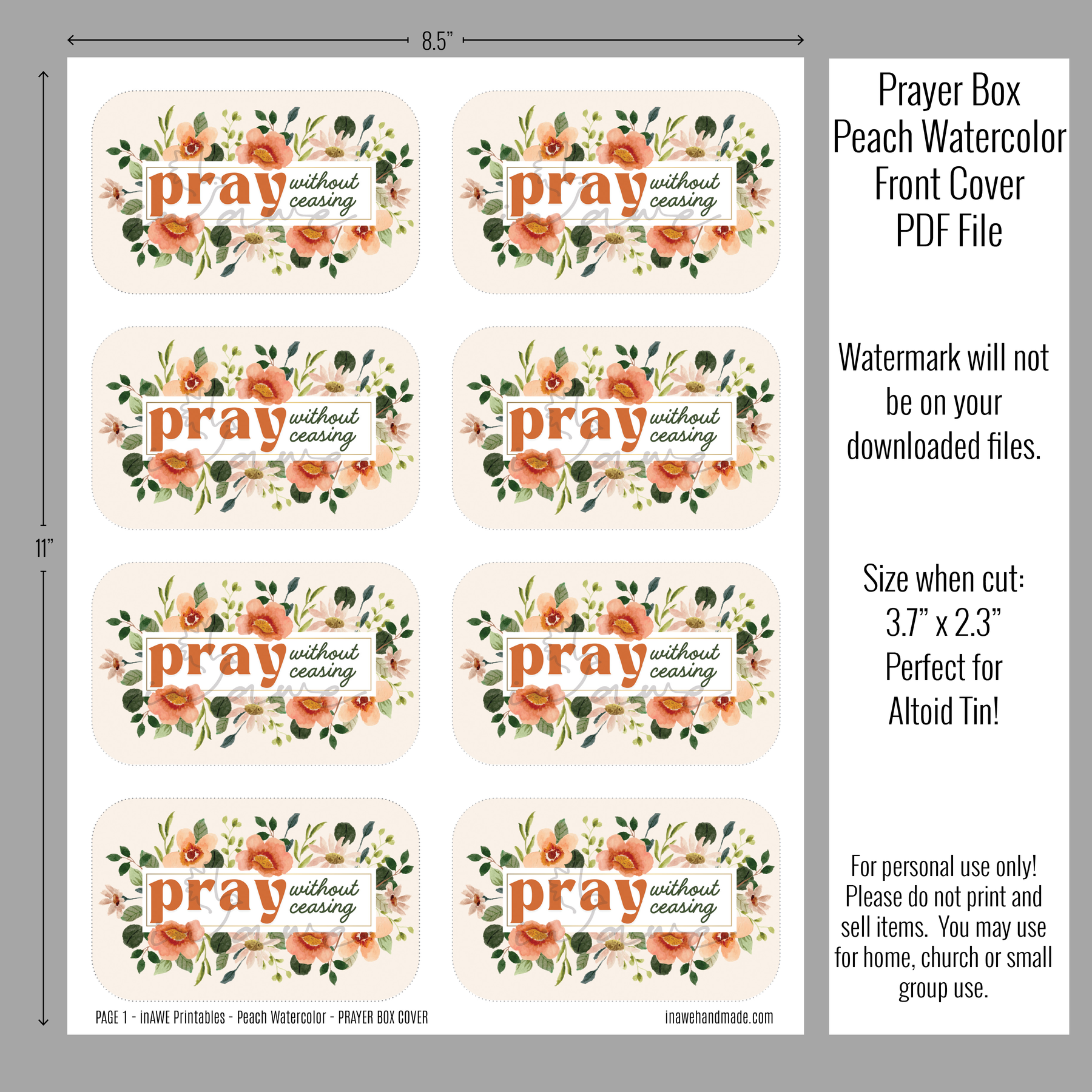 DIY Prayer Box Printable - Pray Without Ceasing | Ideal for Women’s Mi ...