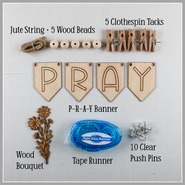 Prayer board kit contents.