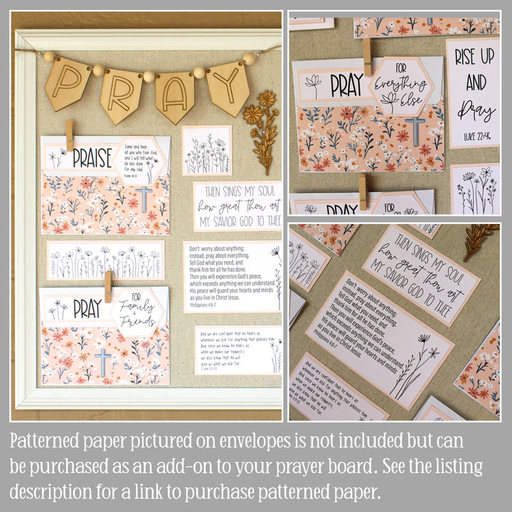 Details about envelope cover add-on option for our DIY prayer board kits.