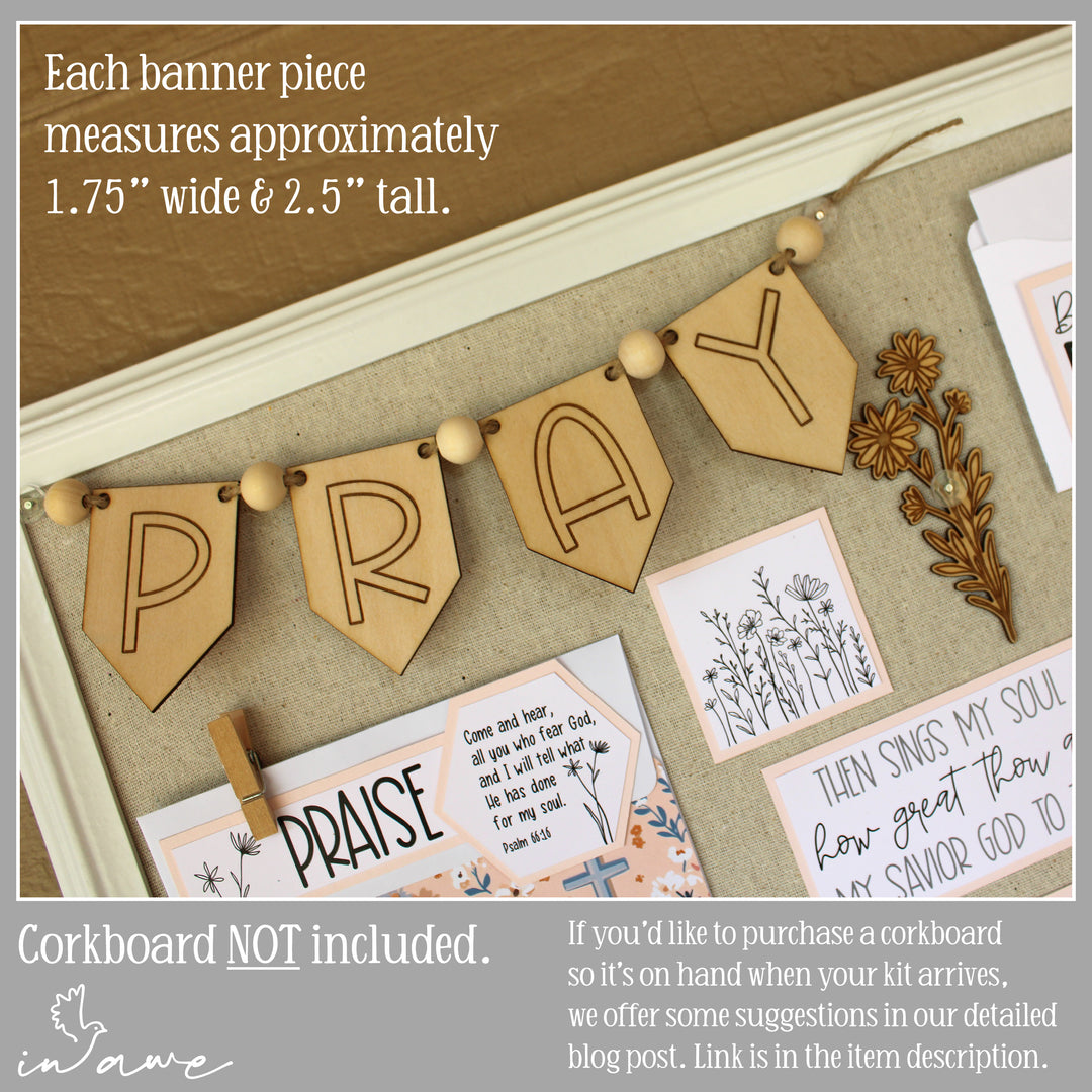 Prayer board corkboard purchase info.
