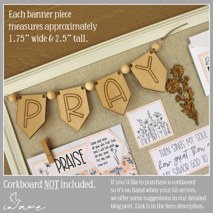 Prayer board corkboard purchase info.