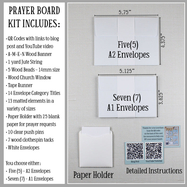 Prayer Board Kit with Envelopes | Church Hymns Lyrics, Bible Verses + Christian Quotes