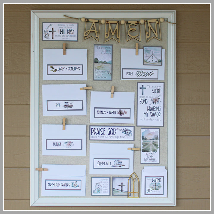 Prayer Board Kit with Envelopes | Church Hymns Lyrics, Bible Verses + Christian Quotes