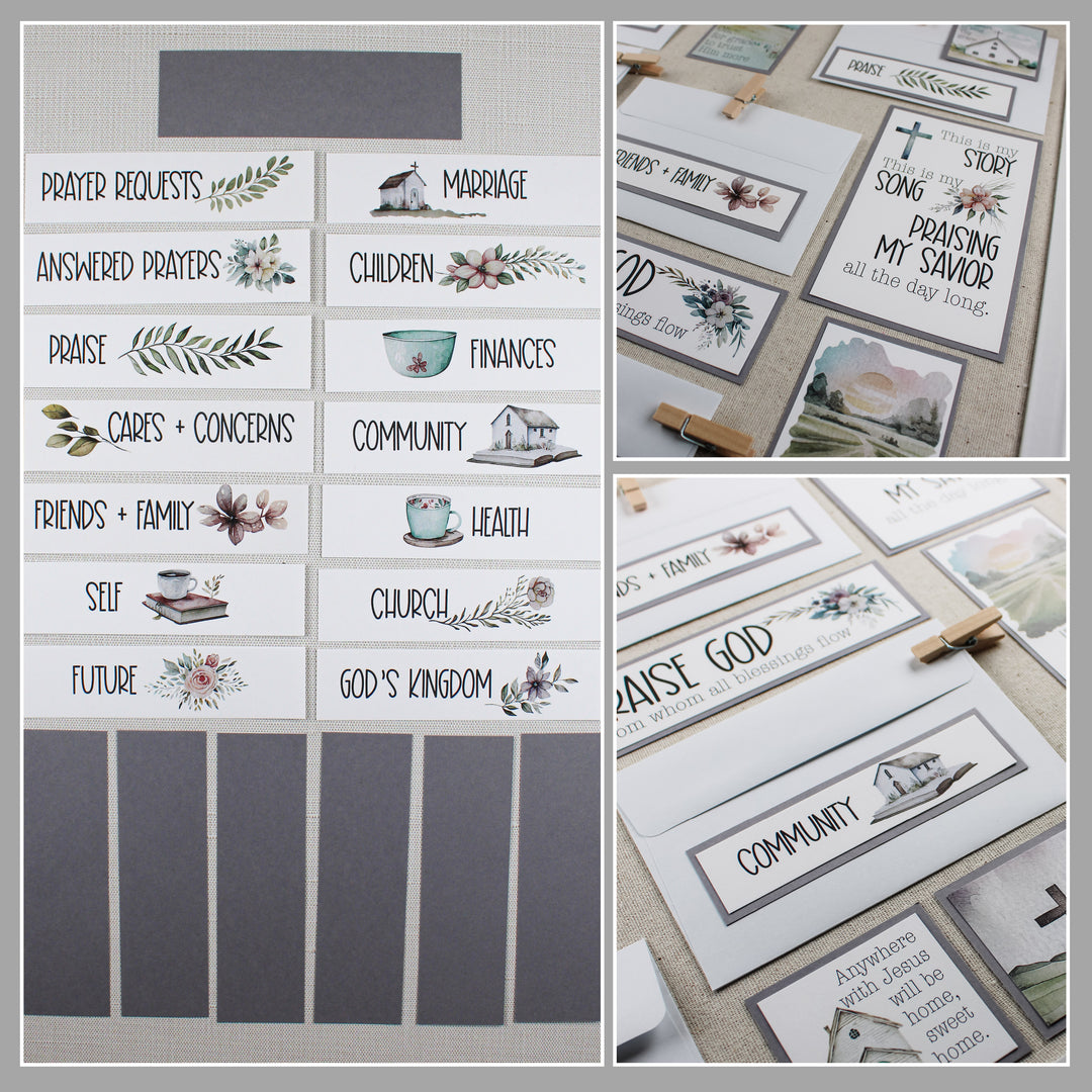 Prayer Board Kit with Envelopes | Church Hymns Lyrics, Bible Verses + Christian Quotes