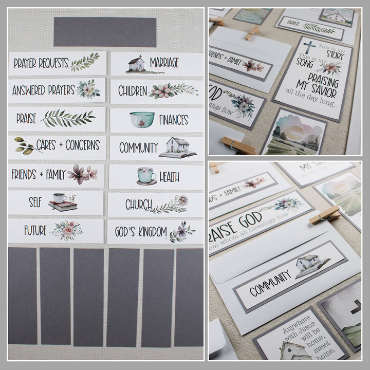 Prayer Board Kit with Envelopes | Church Hymns Lyrics, Bible Verses + Christian Quotes