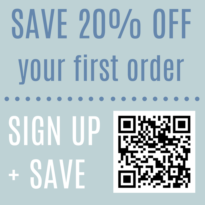 Join our email subscriber list to save 20% off your first order from in awe handmade.