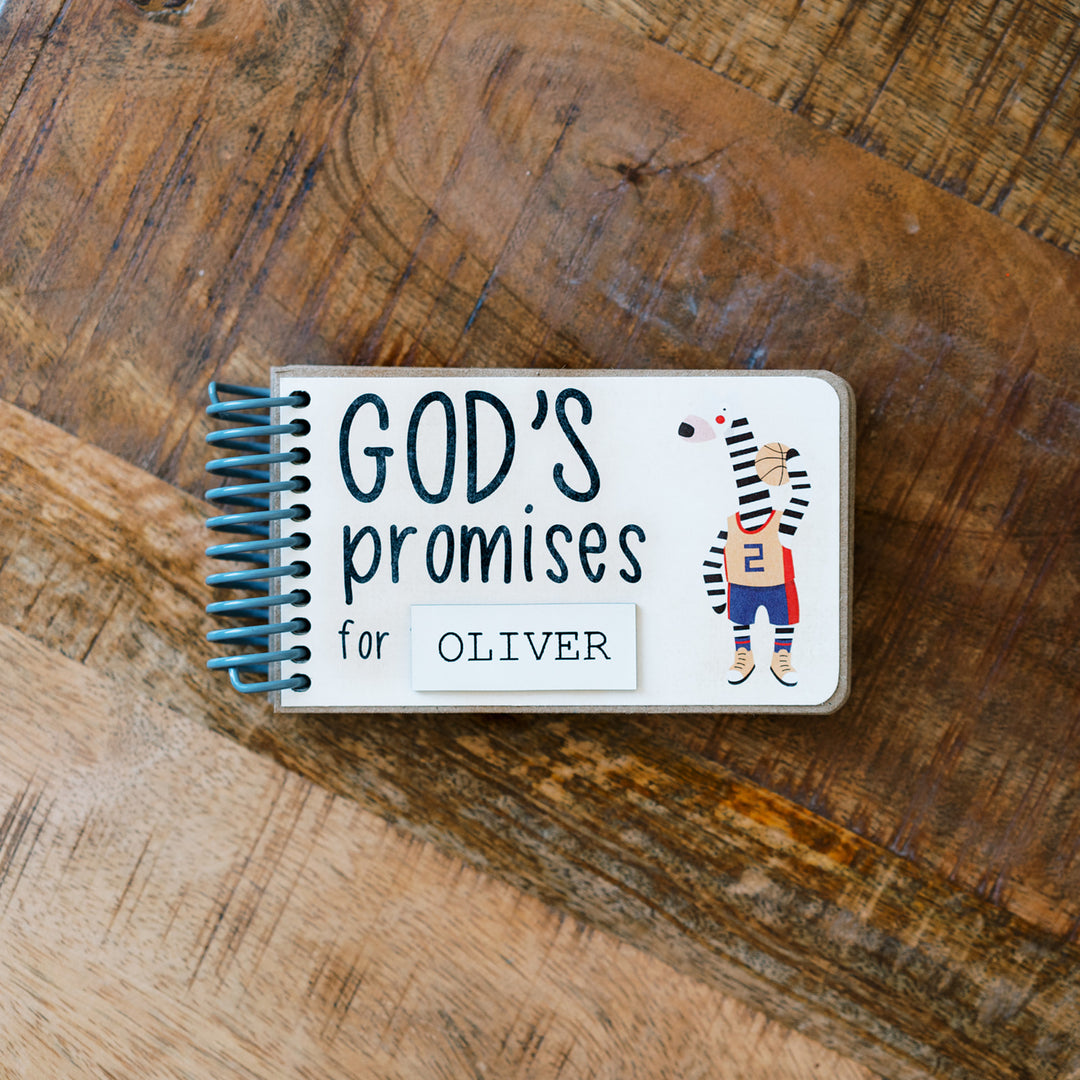 Gift for godson baptism - sports themed gift - personalized God's Promise book with Bible verses.