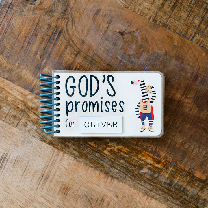 Gift for godson baptism - sports themed gift - personalized God's Promise book with Bible verses.