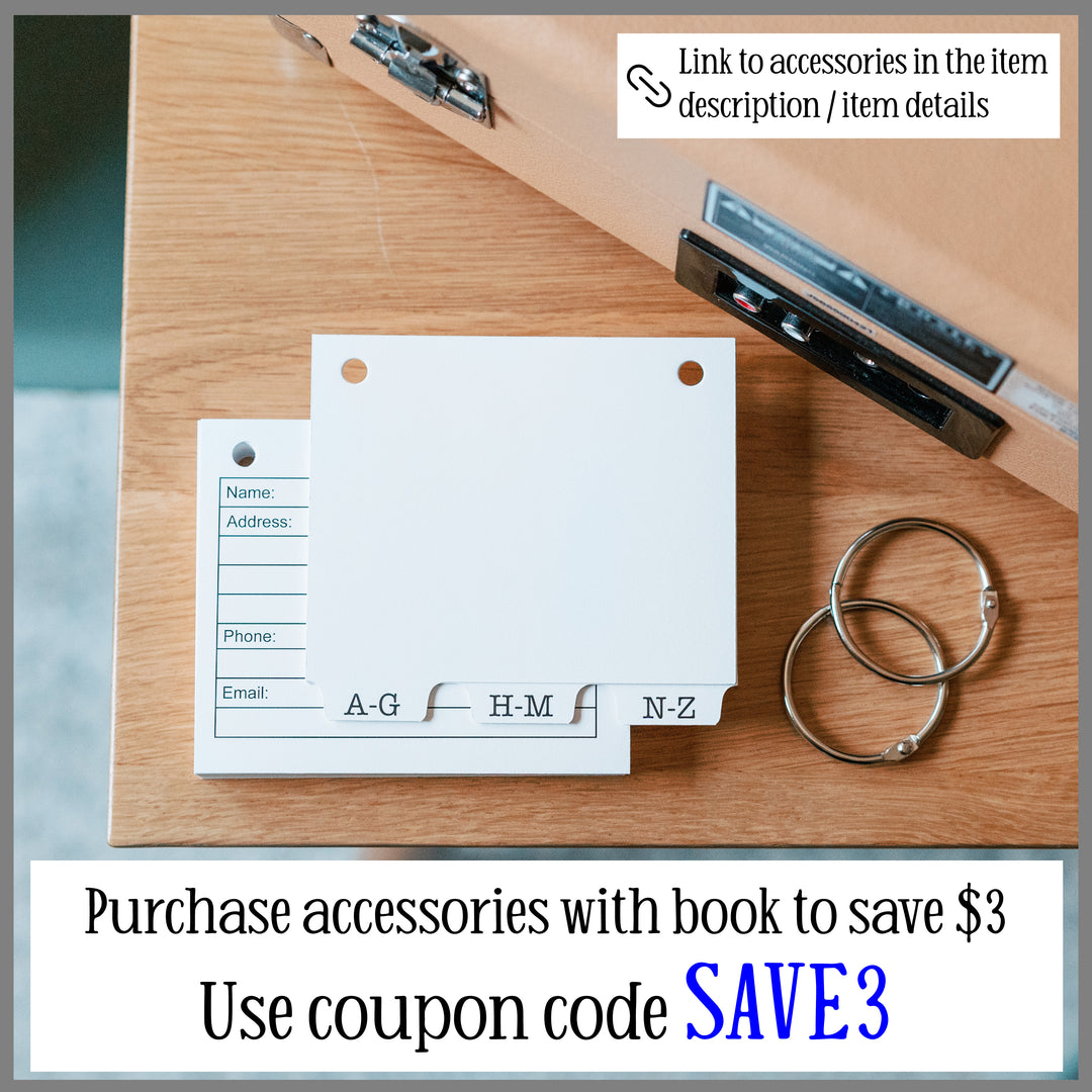 Purchase accessories with your address book and use coupon code SAVE3 to save $3 on your order.
