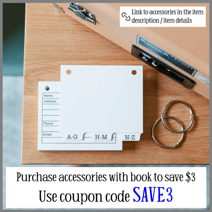 Purchase accessories with your address book and use coupon code SAVE3 to save $3 on your order.