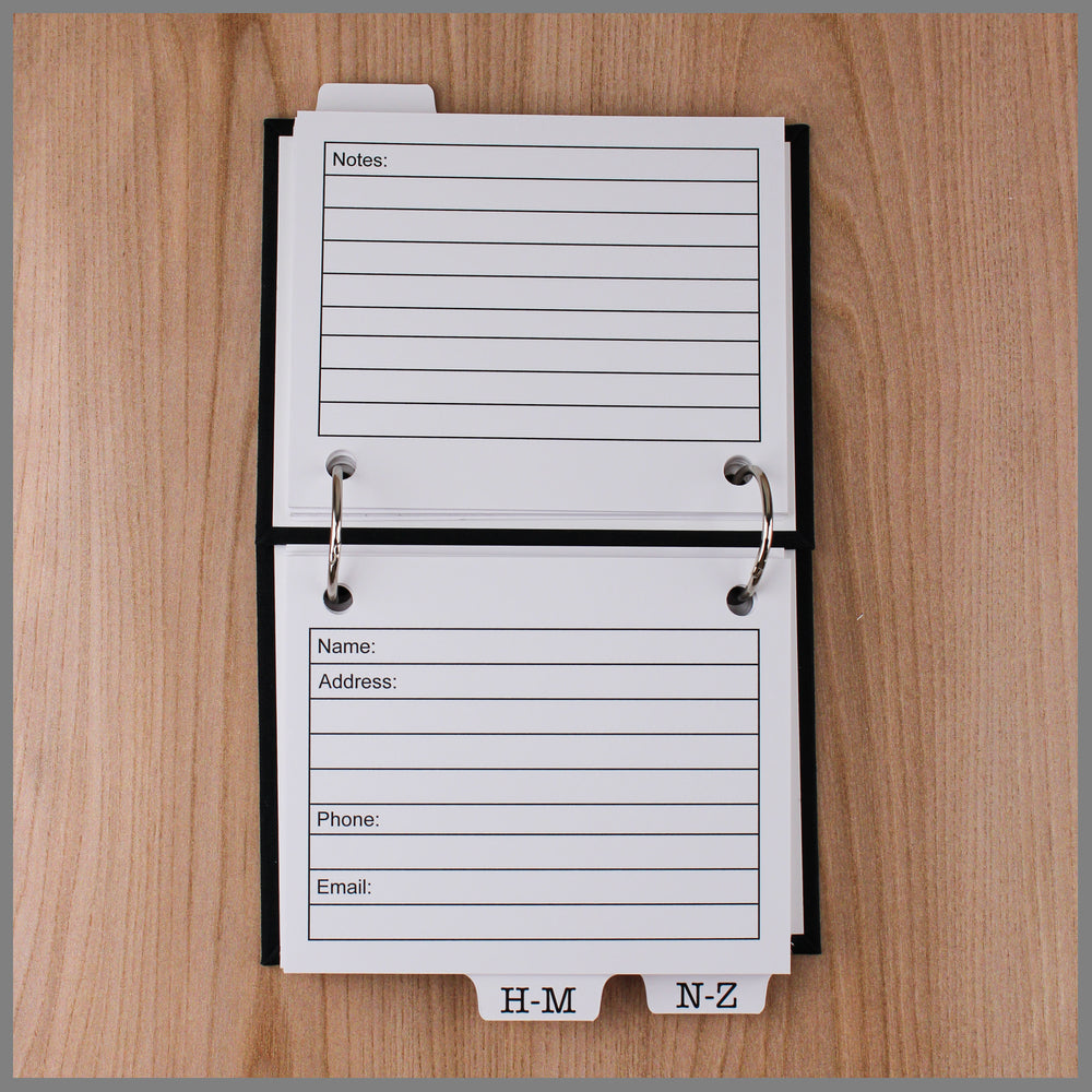 address book open to show the inside pages.