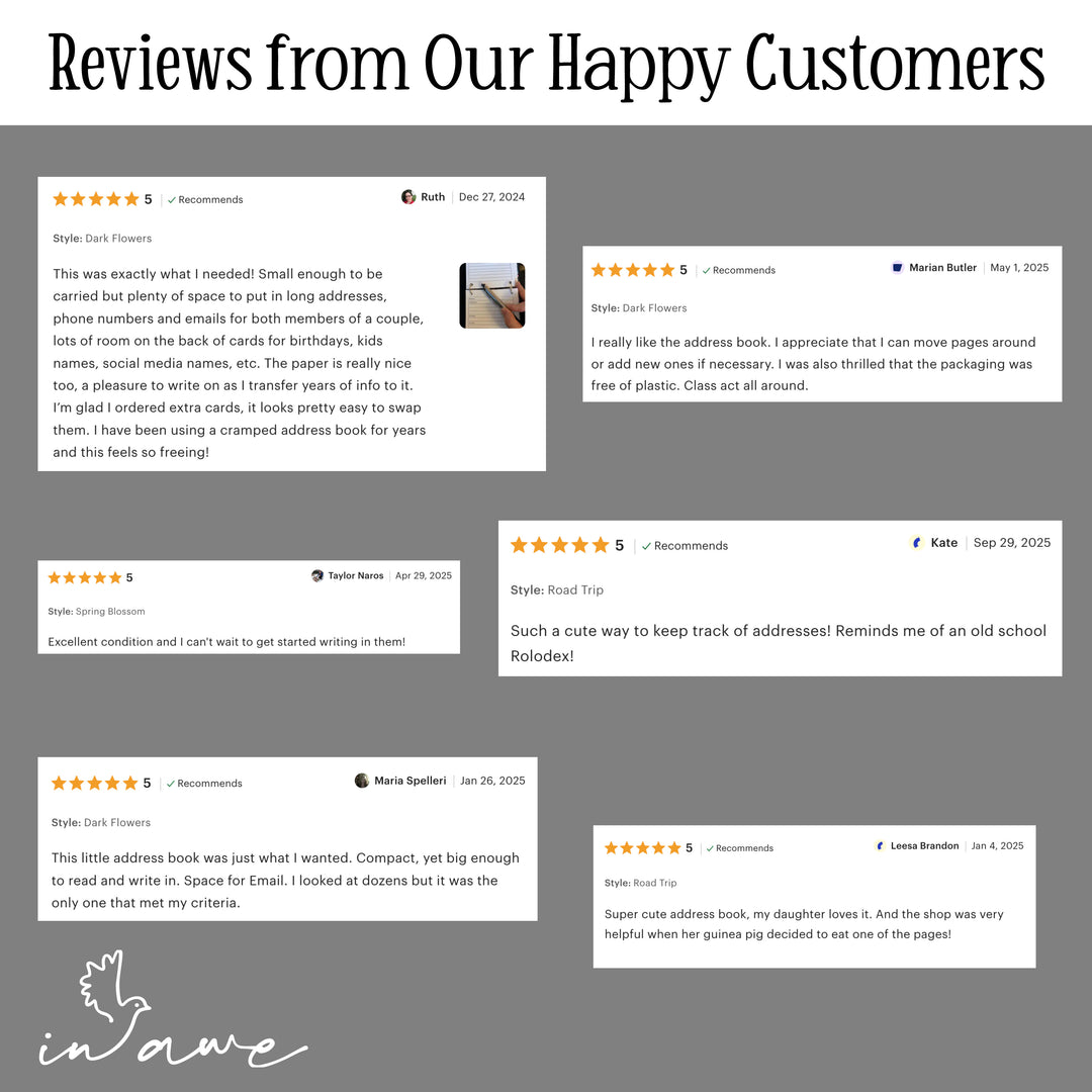 address book 5-star reviews from happy customers.