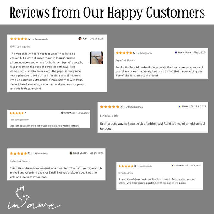 address book 5-star reviews from happy customers.