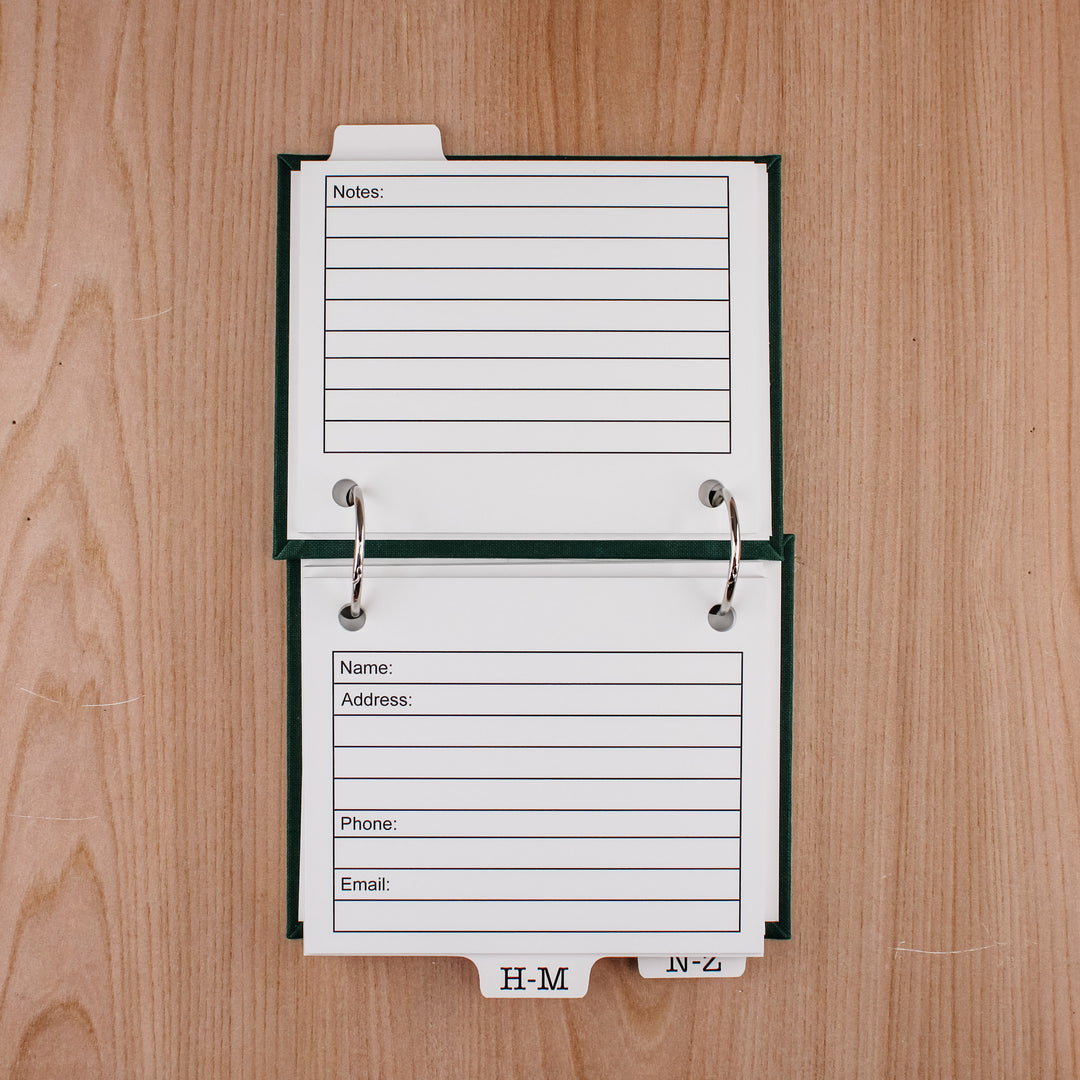 small address book open to see inside pages.