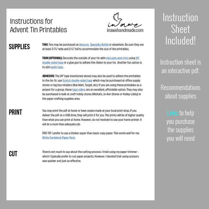 Christmas Advent Devotional Printable | DIY Advent Craft and Family Activity | 25-Day Countdown with Scripture and Prayer - inAWE Handmade Gifts, Personalized Gifts, Spiritual Gifts 