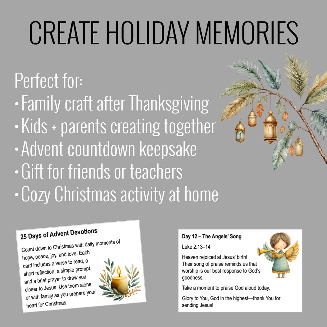 Christmas Advent Devotional Printable | DIY Advent Craft and Family Activity | 25-Day Countdown with Scripture and Prayer - inAWE Handmade Gifts, Personalized Gifts, Spiritual Gifts 