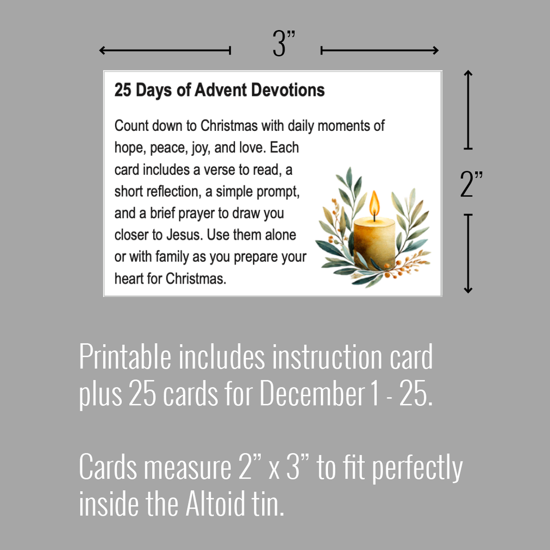 Christmas Advent Devotional Printable | DIY Advent Craft and Family Activity | 25-Day Countdown with Scripture and Prayer - inAWE Handmade Gifts, Personalized Gifts, Spiritual Gifts 