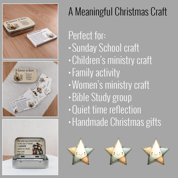 Christmas Advent Devotional Printable | DIY Advent Craft and Family Activity | 25-Day Countdown with Scripture and Prayer - inAWE Handmade Gifts, Personalized Gifts, Spiritual Gifts 