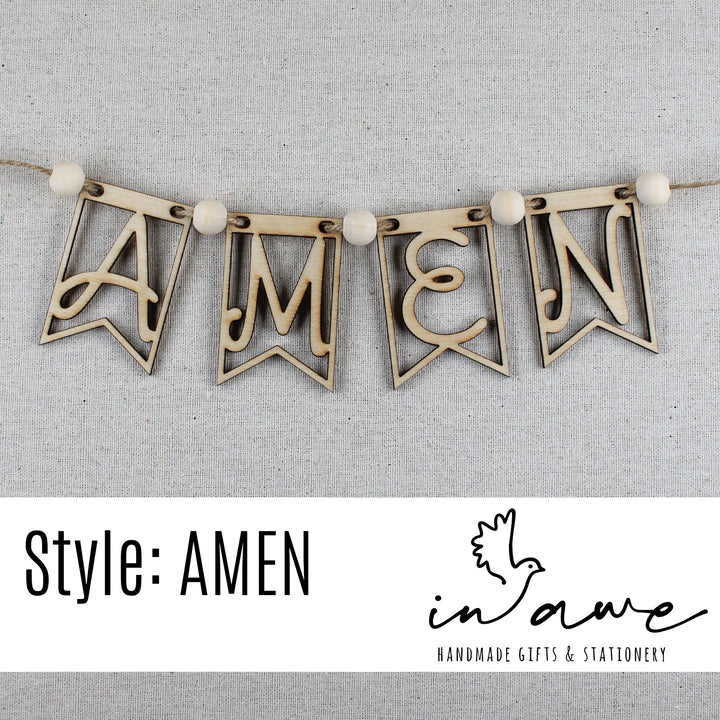 AMEN Wood Banner DIY Kit with jute string and wood beads