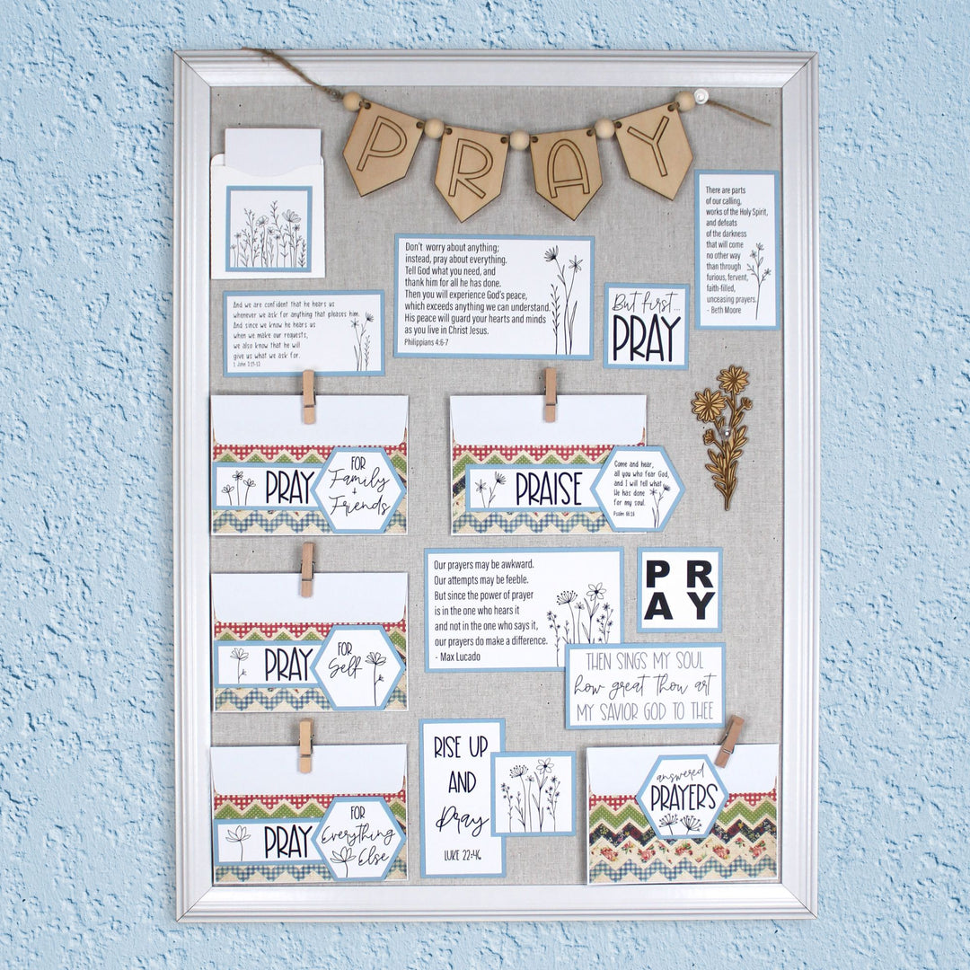 Create inspiring prayer boards at home with our diy Christian craft kit featuring wildflower.
