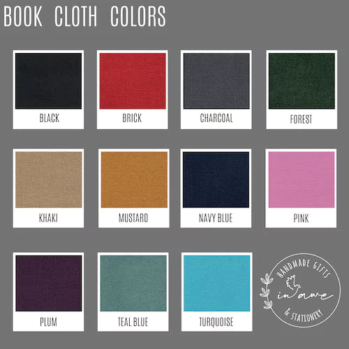 11 book cloth colors are available.