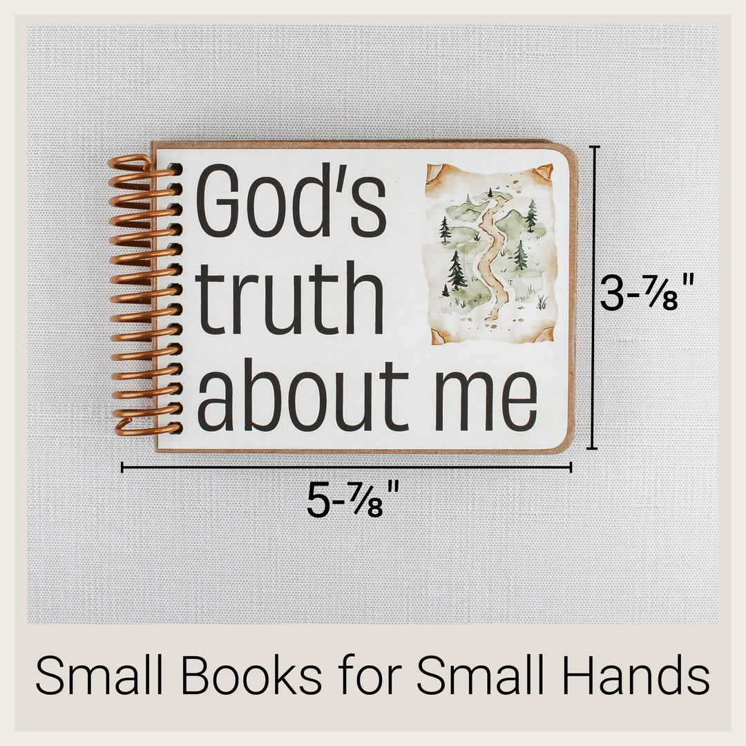 Size of Happy Camper Christian affirmation book for kids.