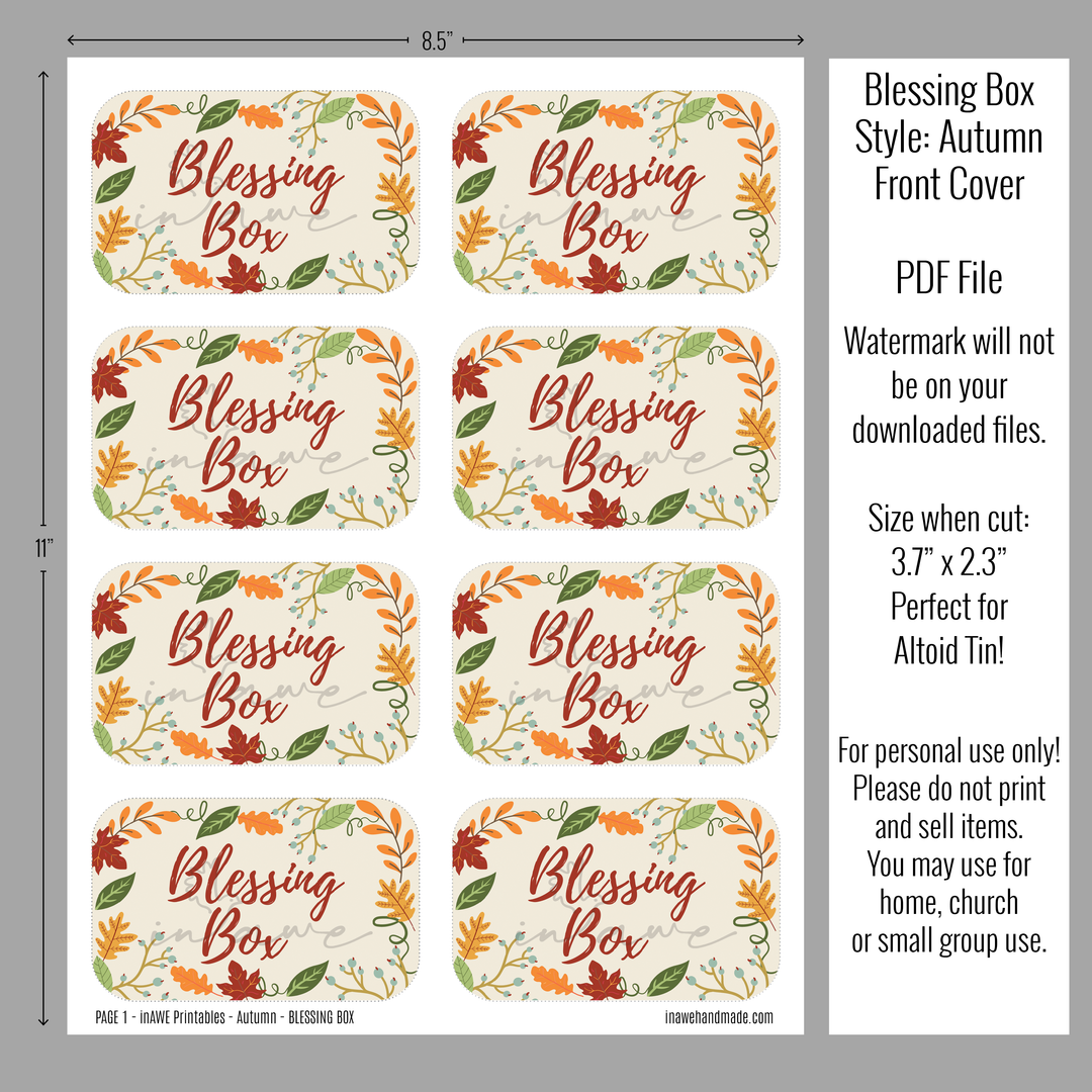 Friendsgiving Gift Idea - Printable Blessing Box with Autumn Leaves Design