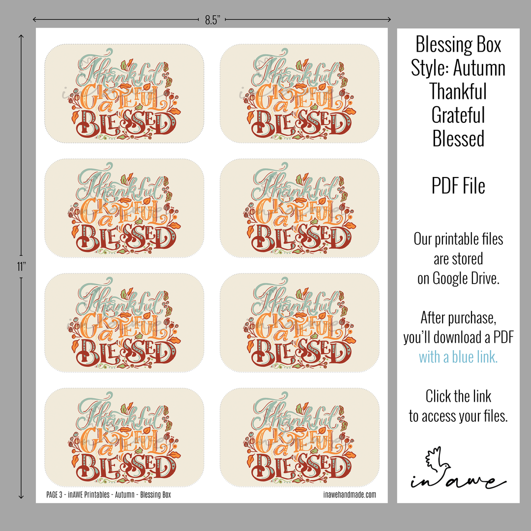 Friendsgiving Gift Idea - Printable Blessing Box with Autumn Leaves Design