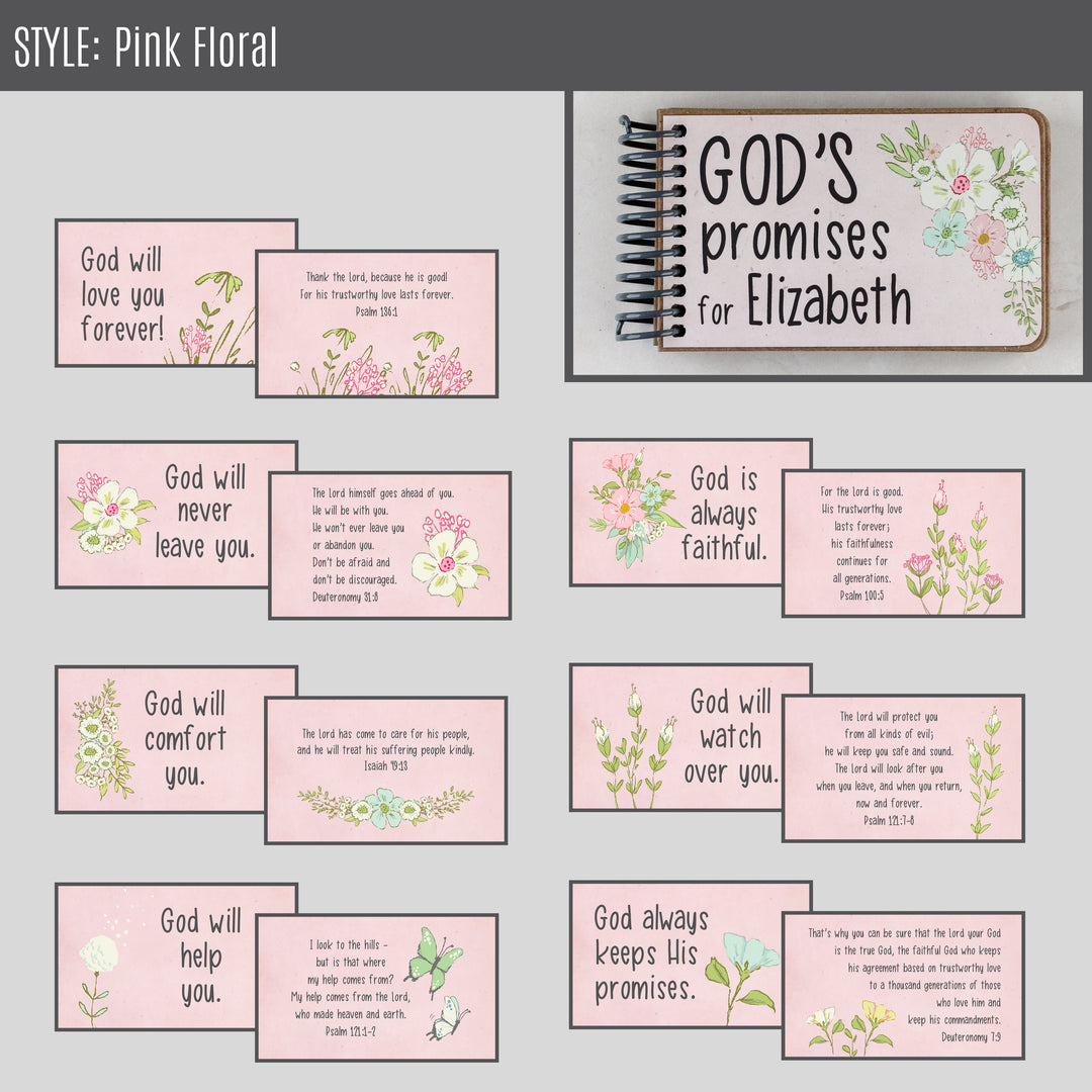 personalized book, gods promises for kids, scriptures for kids - pink girl gift with dainty flowers.