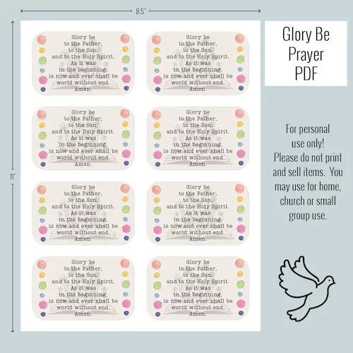 Glory Be prayer printable for diy prayer box project.