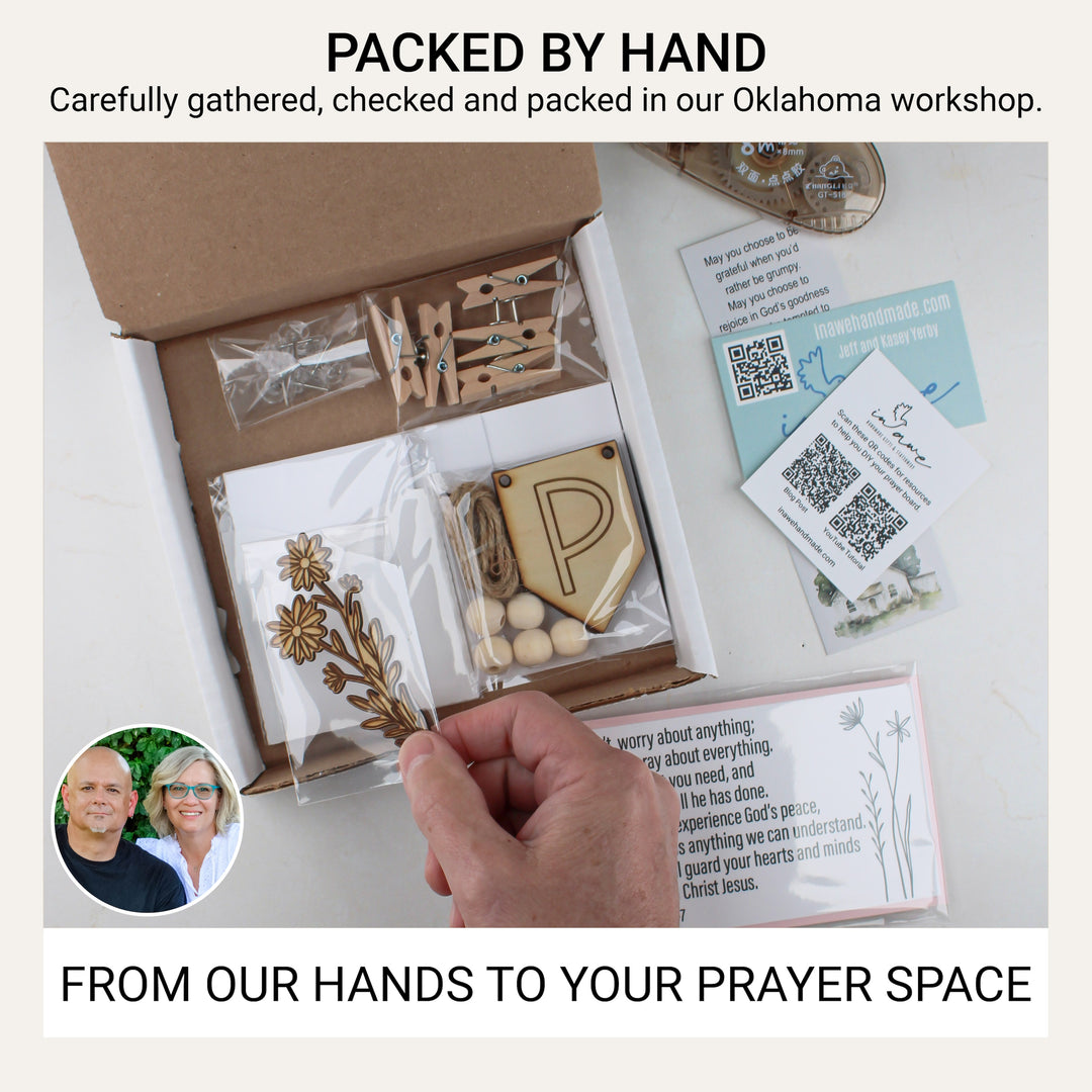 Prayer board kit carefully packed by hand in our Oklahoma workshop