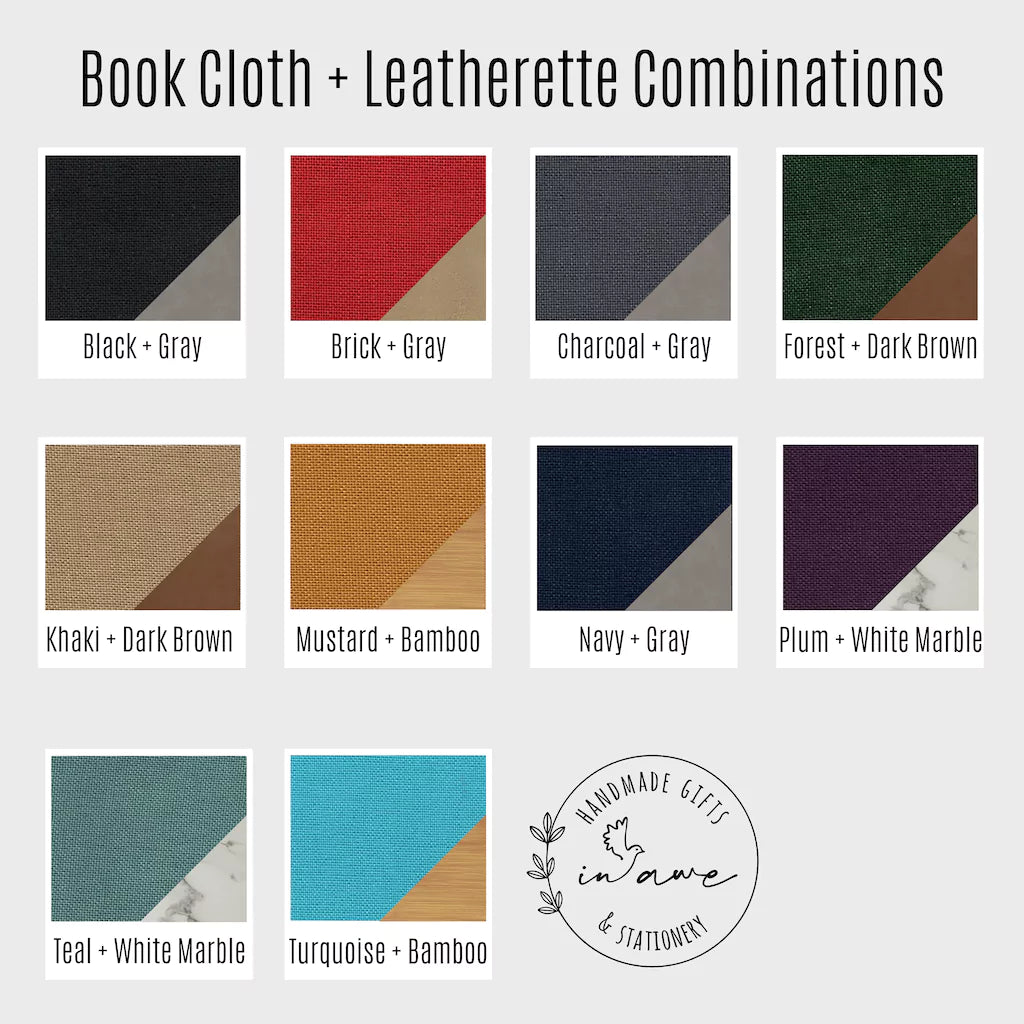 password book cloth and leatherette color combinations.