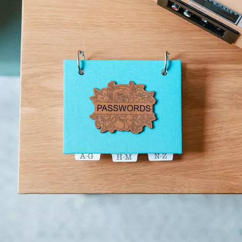 password book for seniors by inawehandmade in turquoise book cloth