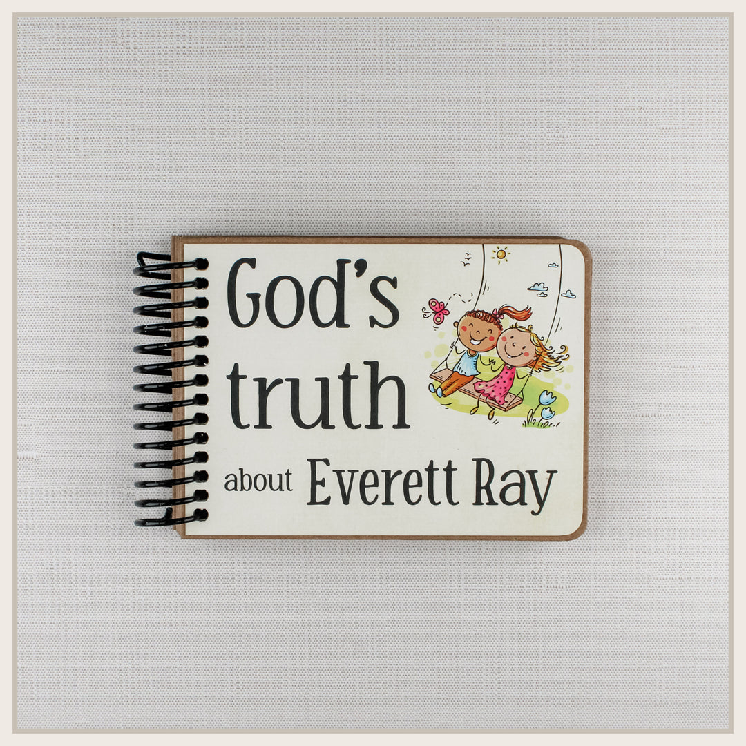 Personalized Cute Kids Christian affirmation book for kids with child’s name on front cover.