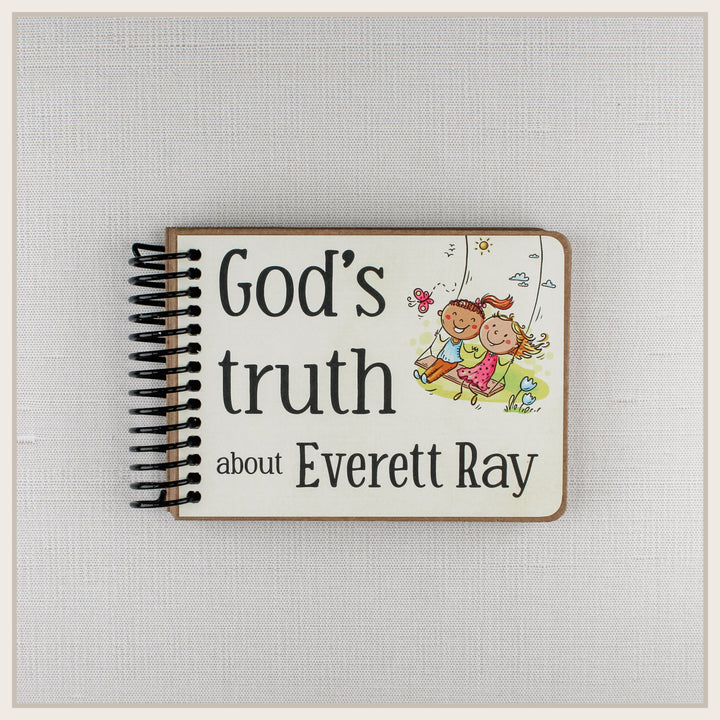 Personalized Cute Kids Christian affirmation book for kids with child’s name on front cover.
