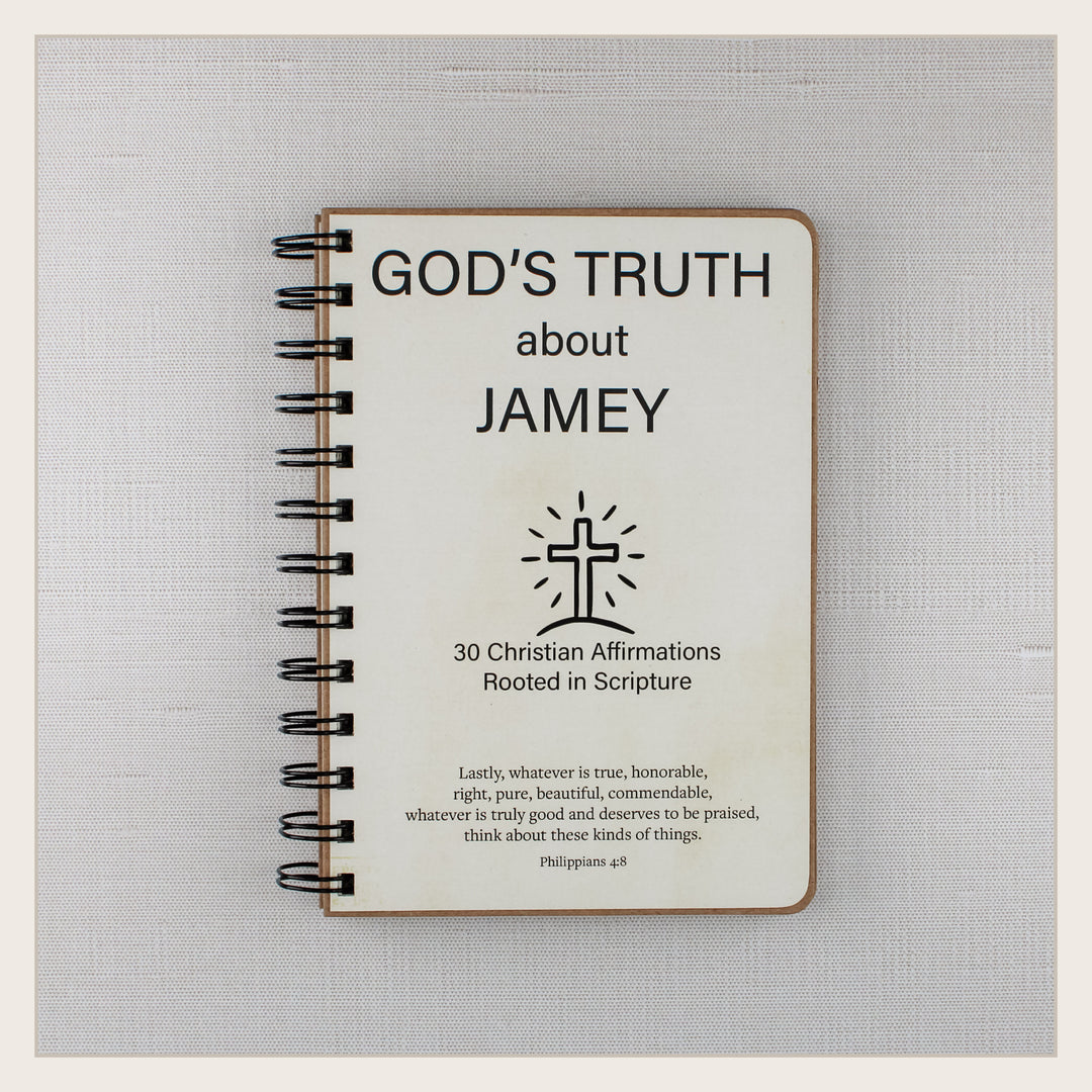 Personalized Christian affirmation book in the Icons style with 30 biblical affirmations rooted in Scripture.