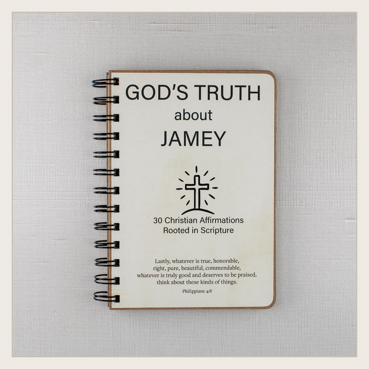 Personalized Christian affirmation book in the Icons style with 30 biblical affirmations rooted in Scripture.