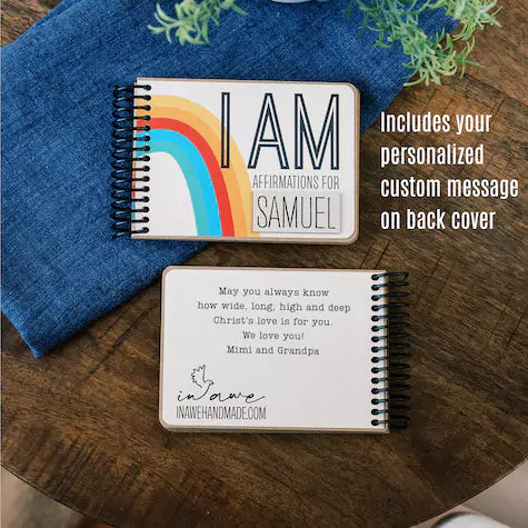 Personalized kids book with I AM affirmation words - inAWE Handmade Gifts, Personalized Gifts, Spiritual Gifts 