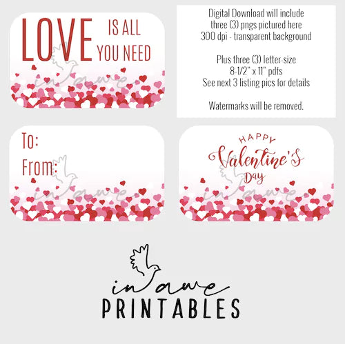 Details of Valentine's Day printable digital download for altoid tin project.