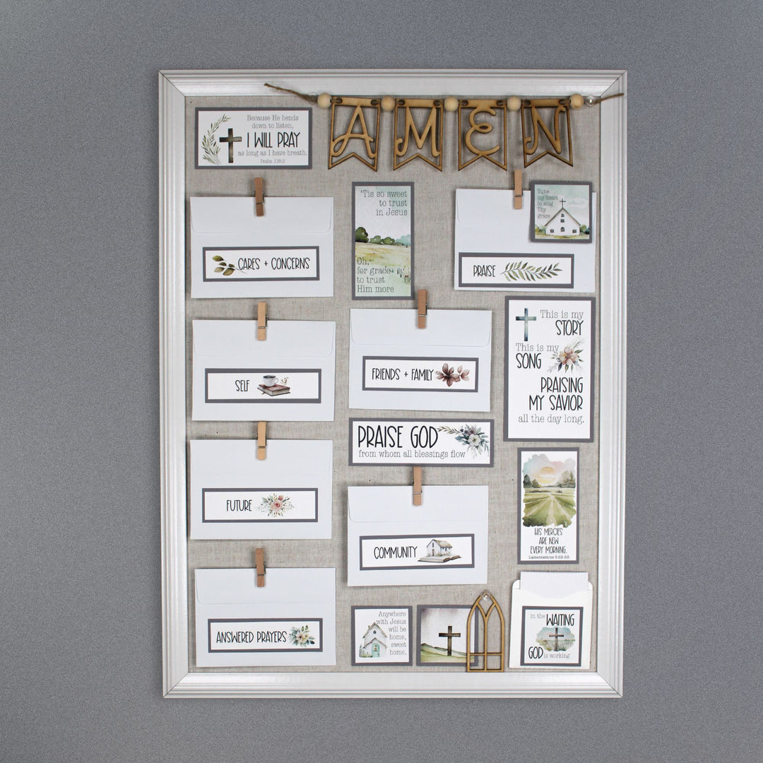 Prayer Board Kit with Envelopes | Church Hymns Lyrics, Bible Verses + Christian Quotes - Christian craft ideas