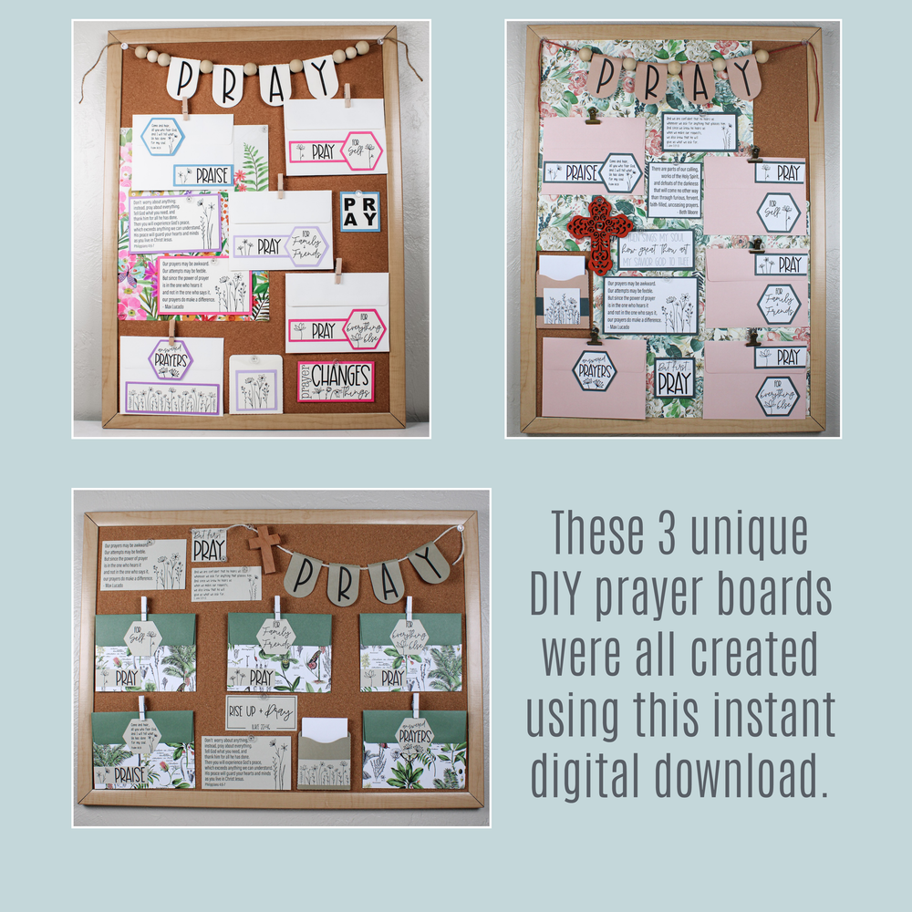 3 unique prayer boards all created with the same instant digital download.